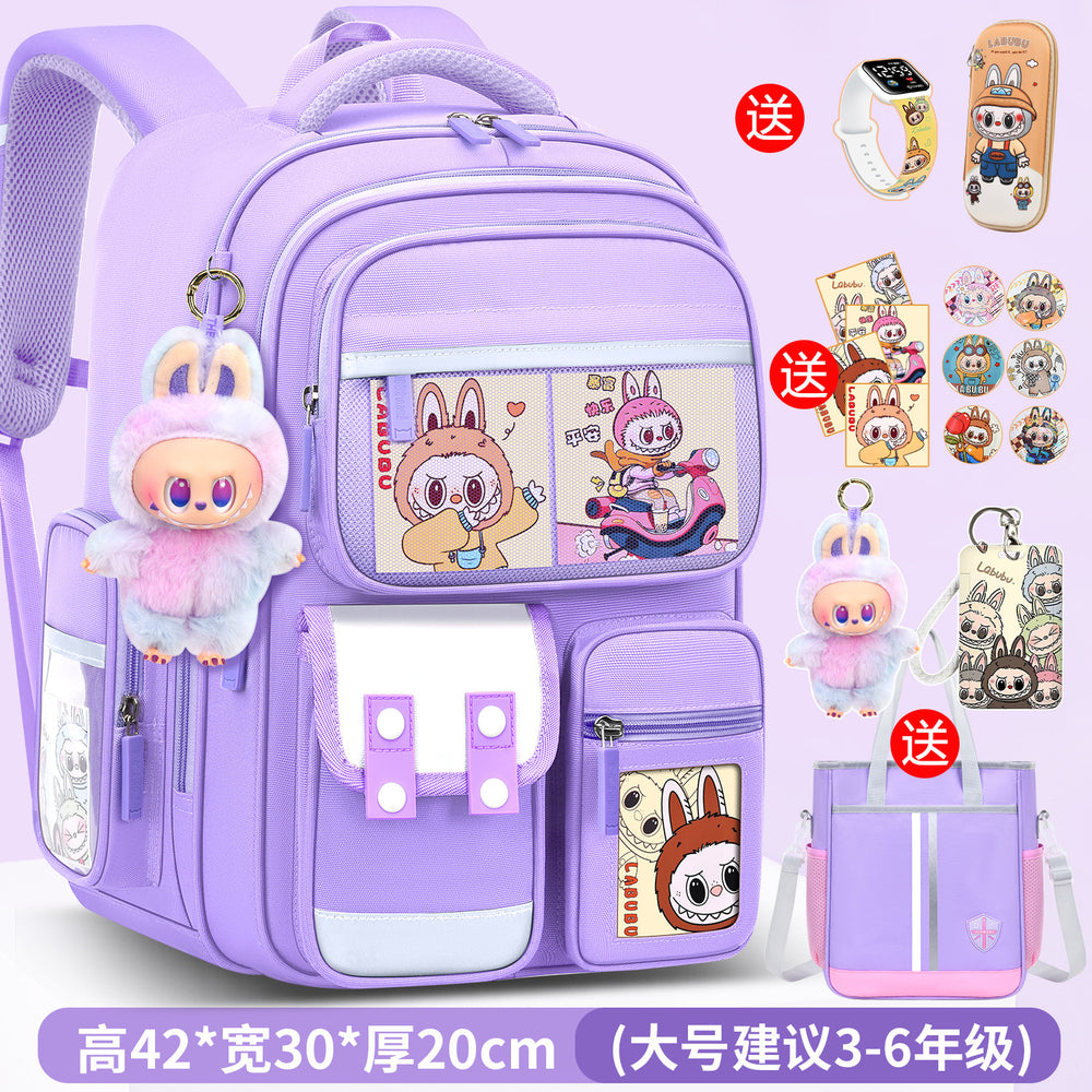 Labubu backpack - new 2026 model for elementary school students (grades 1-6). lightweight, spine-protecting, and load-reducing design for boys and girls