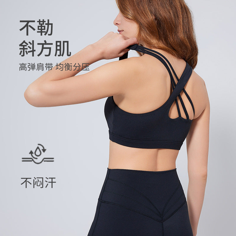 European and american new style running sports vest women's shockproof support cross yoga bra breathable high-intensity sports underwear