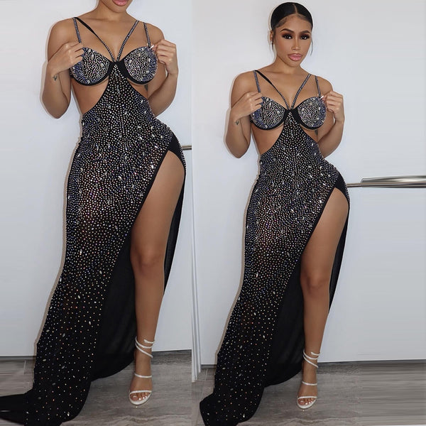 VK2363 European and American sexy floor mopping hot diamond dress nightclub clothes