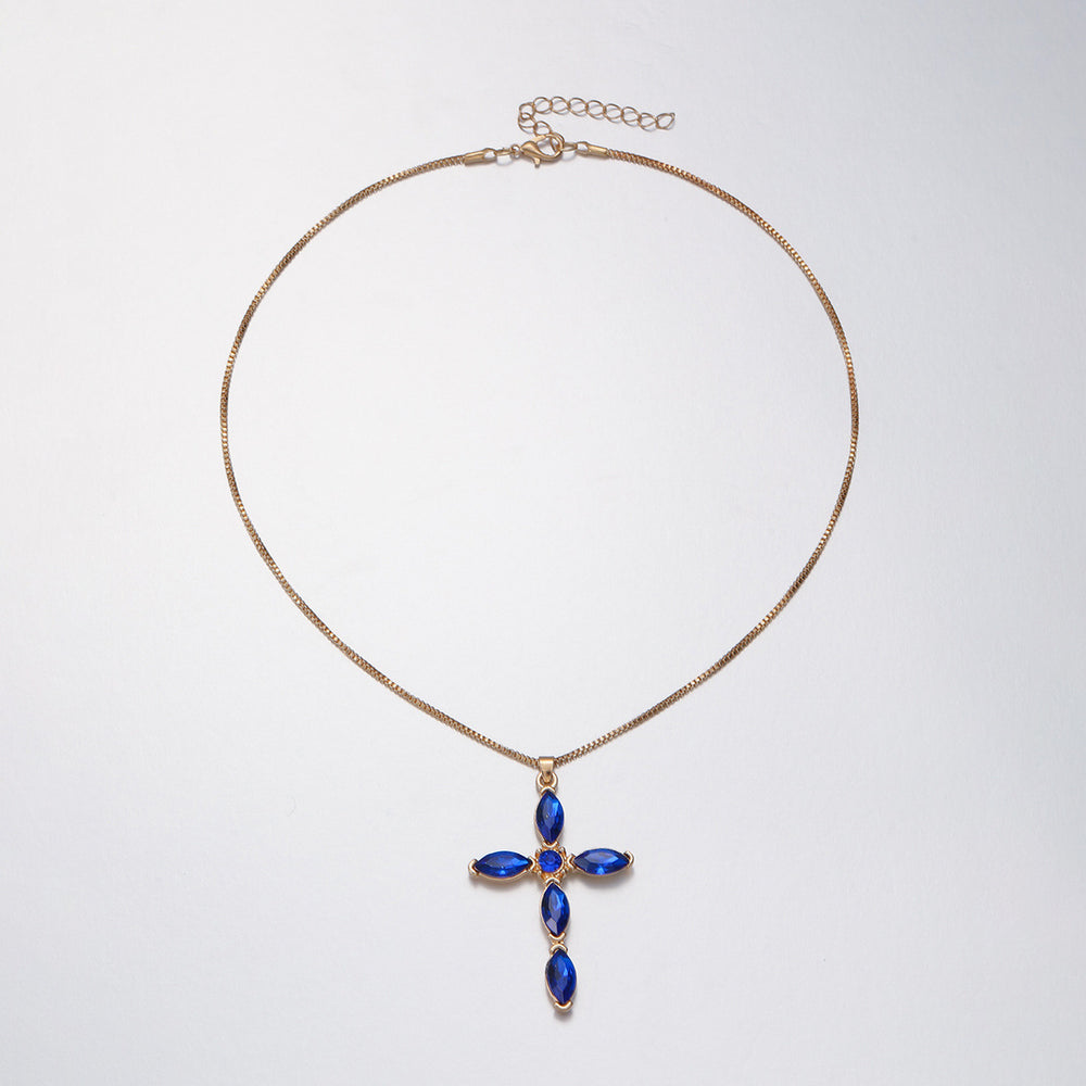 European and american cross-border jewelry: minimalist ins cross pendant necklace, unique and niche design, diamond-studded clavicle chain for women