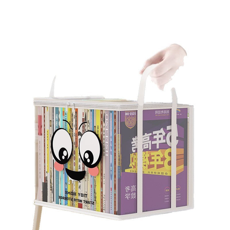 Book storage bag Large capacity transparent waterproof book storage box Foldable portable student textbook finishing box