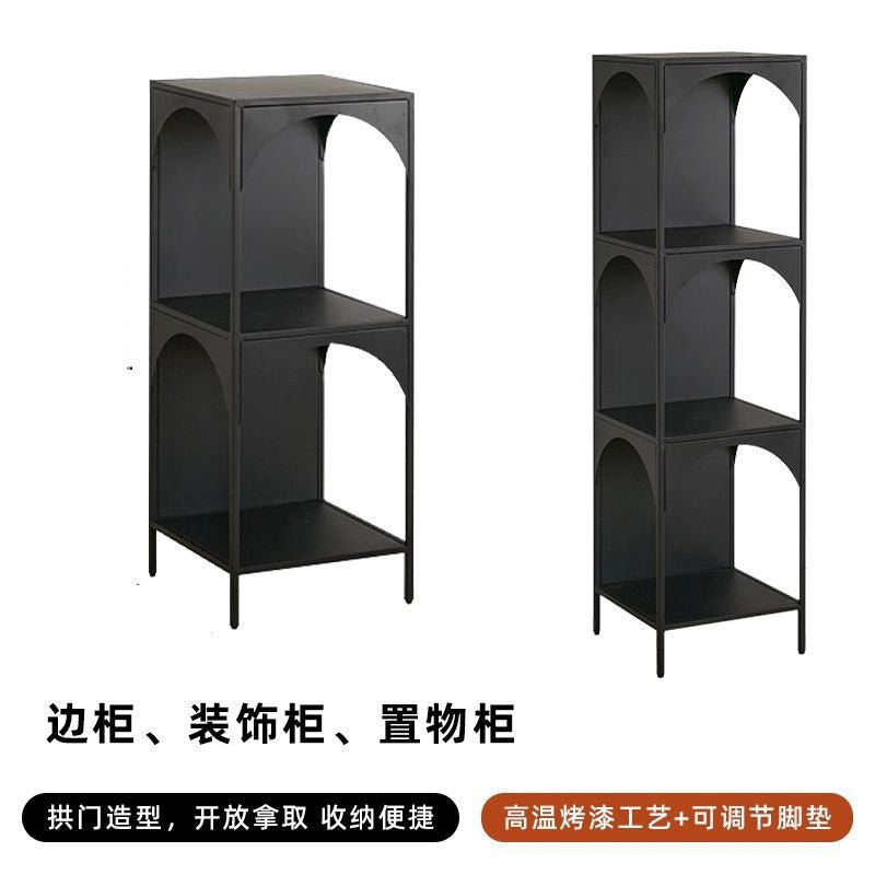 Creative iron bookshelf, floor-standing book and magazine rack for living room, corner bookcase, storage and display shelf, display cabinet