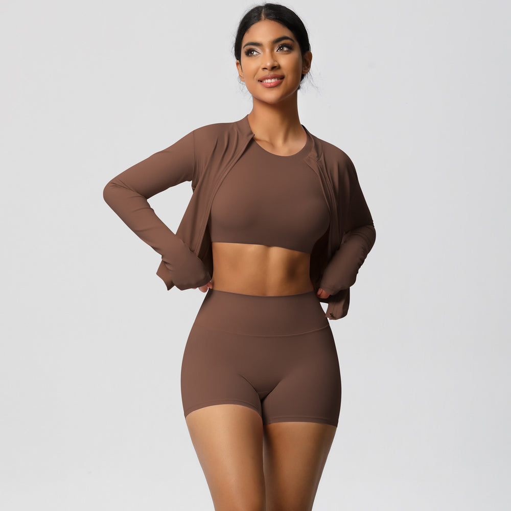 European and american high-waisted, tight-fitting yoga outfit - barely-there feel, quick-dry activewear set for women - outdoor casual, slimming, three-piece gym set