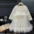 Girls' dress - new autumn  korean style chunky knit tweed princess dress - slimming mesh tulle tutu skirt