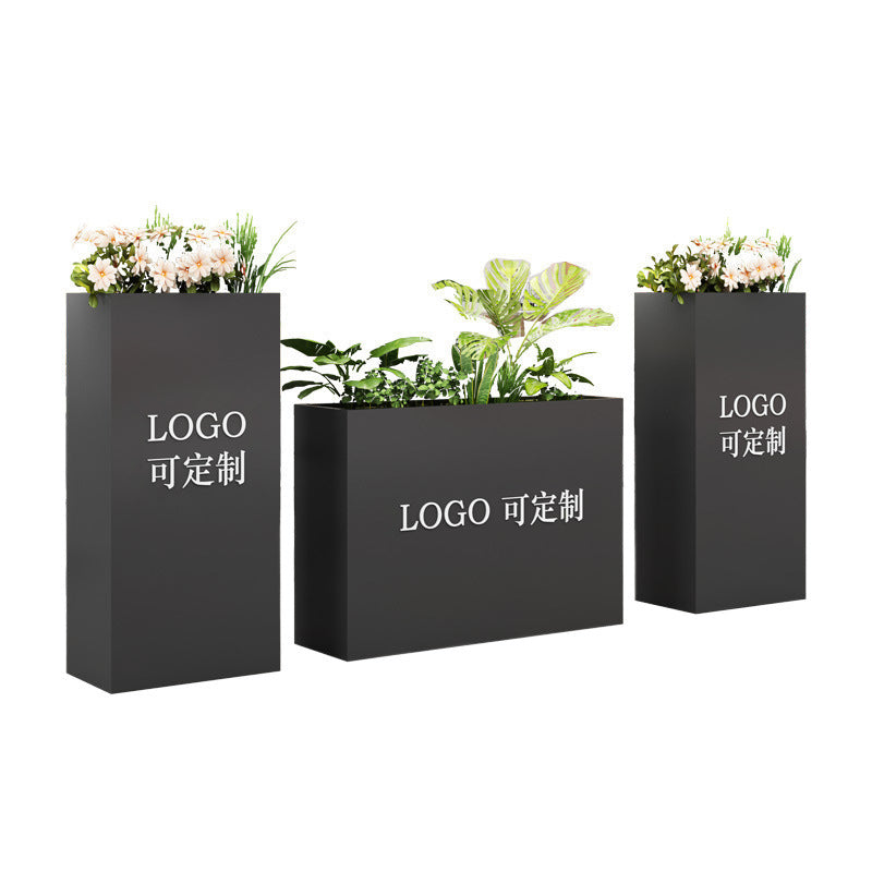 Outdoor wrought iron flower box combination Commercial street Square flower bed Outdoor flower slot External pendulum Modern stainless steel flower pot partition