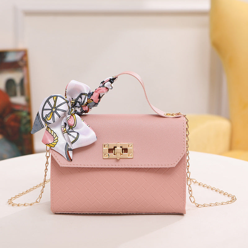 Silk scarf square bag 2023 new mobile phone bag messenger bag diamond chain shoulder bag  women's handbag