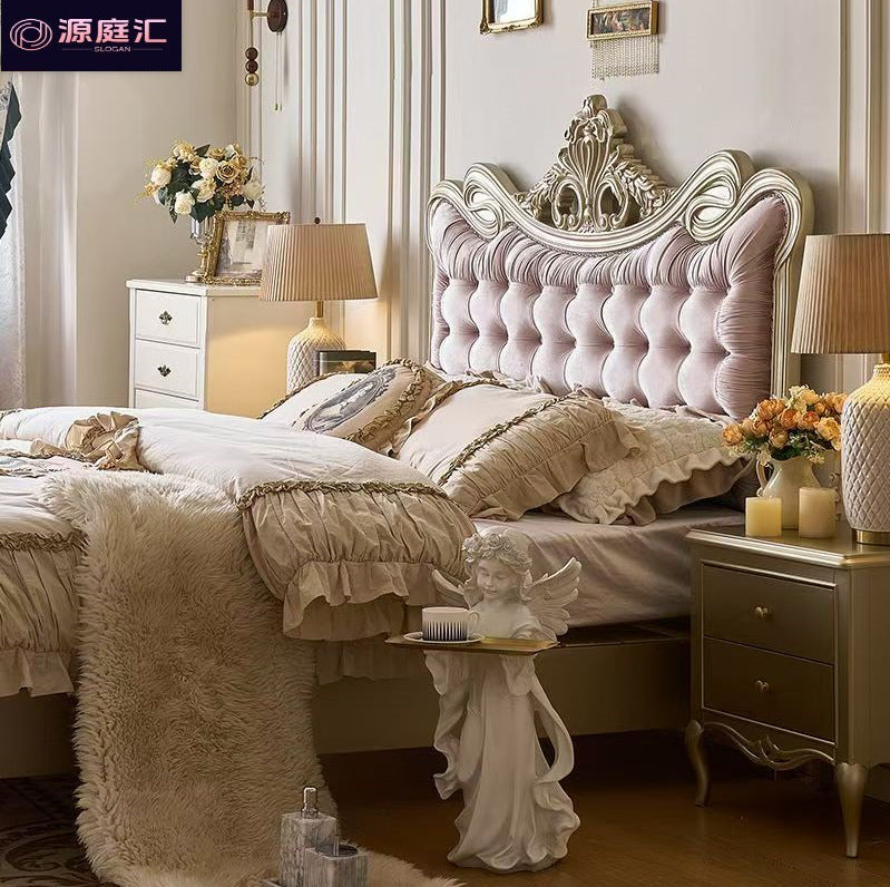 American light luxury solid wood bed for homefrench soft back princess bed high-end luxury wedding bed storage storage master bedroom large bed