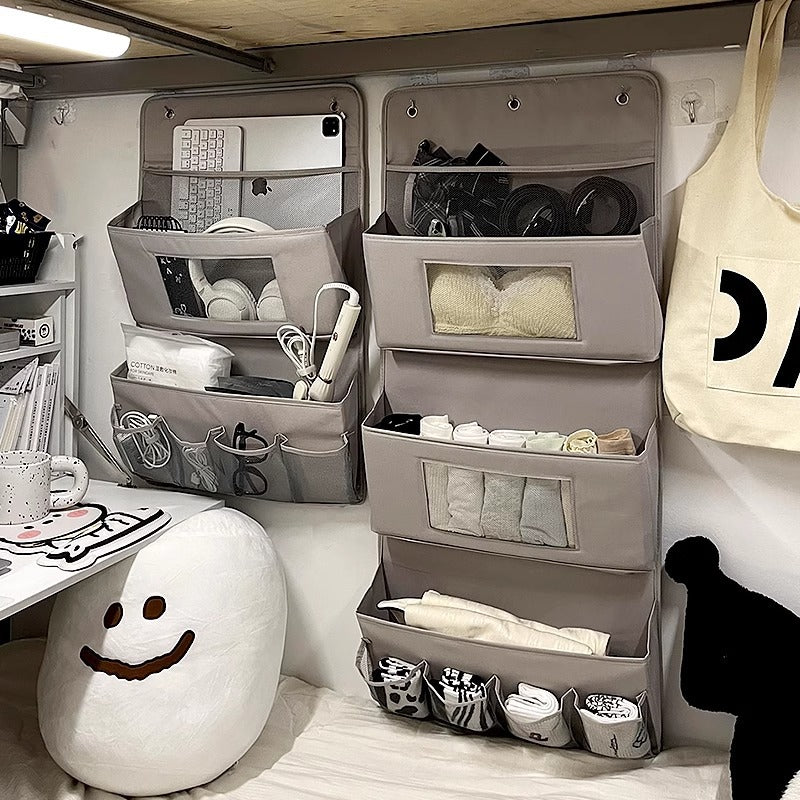 Dormitory bed storage hanging bag wardrobe hanging wall rack underwear storage box storage bag upper bunk storage bag
