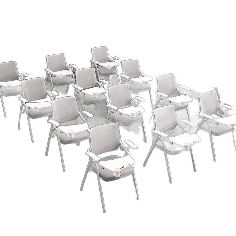 High-end training chair with tabletop, foldable with writing board, white office conference room desk and chair combo, conference chair