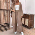 Amazon cross-border fashion casual suit spring & falllongcardigantopsloose pantstwo-piece setlooseslimming look