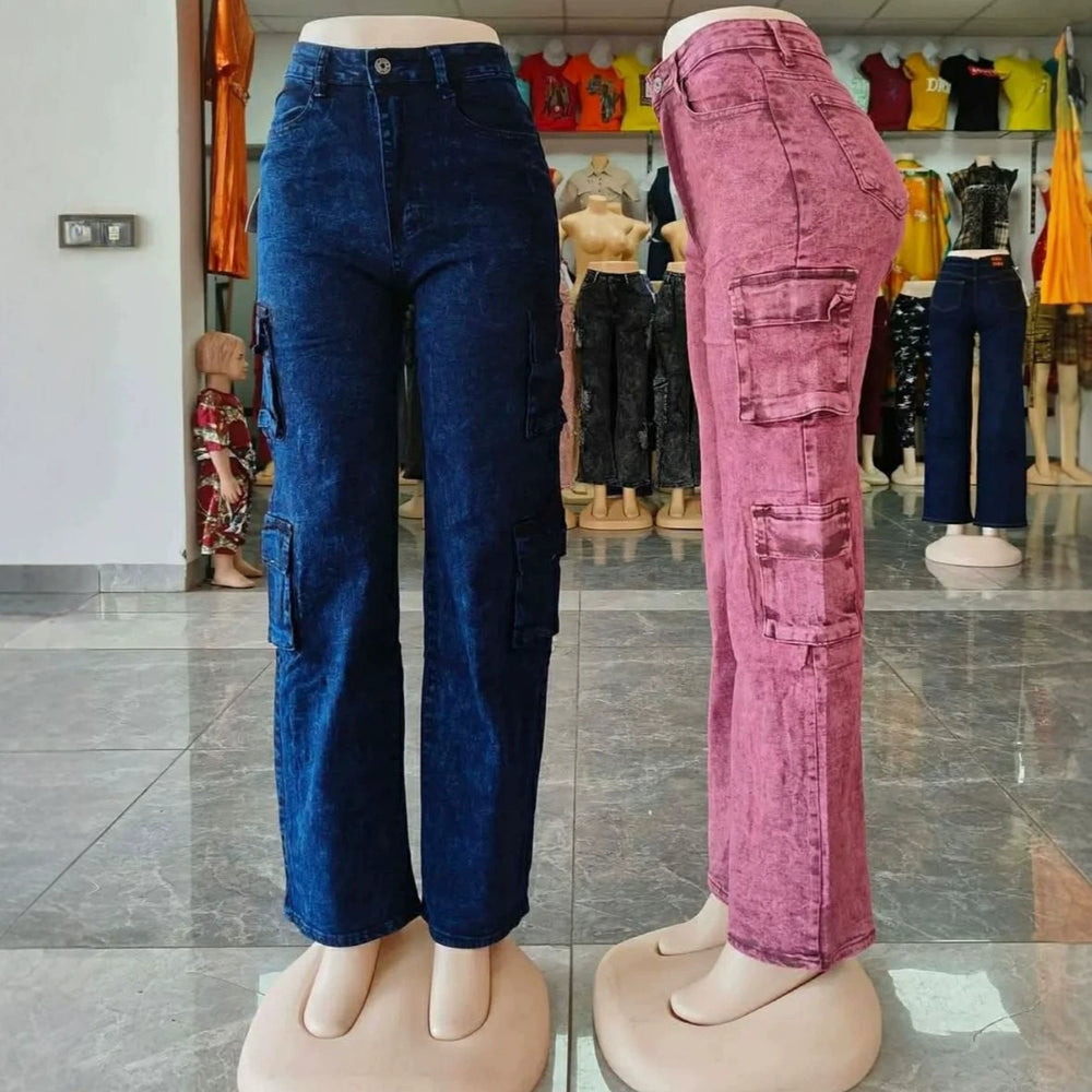 Wholesale loose jeansin stock women's looseflap pocket pantsjeans wholesale pocket jeans