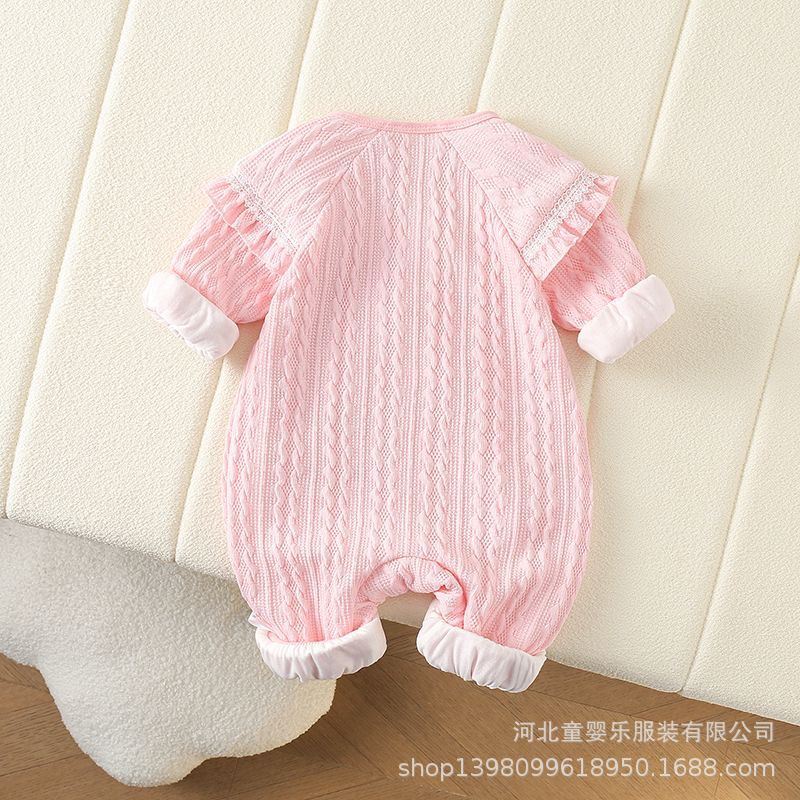 Baby spring clothes baby girl long sleeves jumpsuit one year old full month princess haki spring & fall outing clothes hug clothes trendy