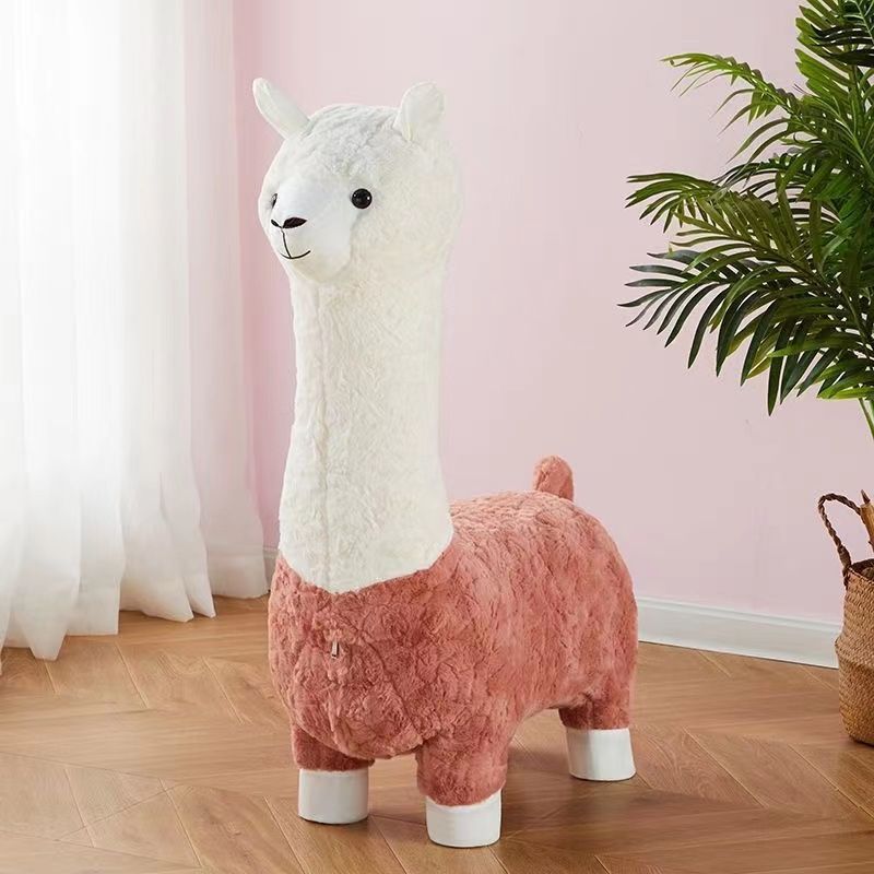 Extra large creative alpaca stool, accessible luxury animal stool, floor-standing handmade ornaments, scandinavian style shoe changing stool, festival