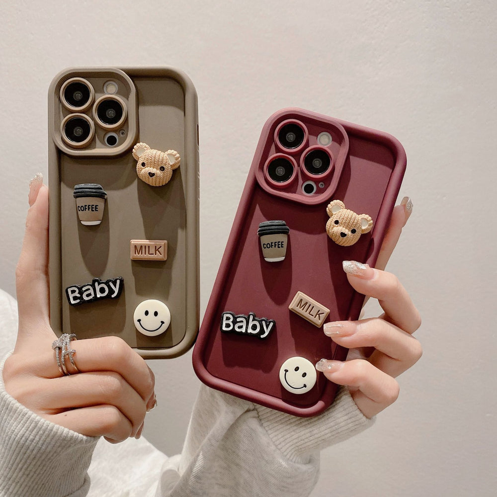 Gaozhu is suitable for apple 16pro coffee bear jewelry mobile phone case iphone11/12 all-inclusive anti-fall protective cover