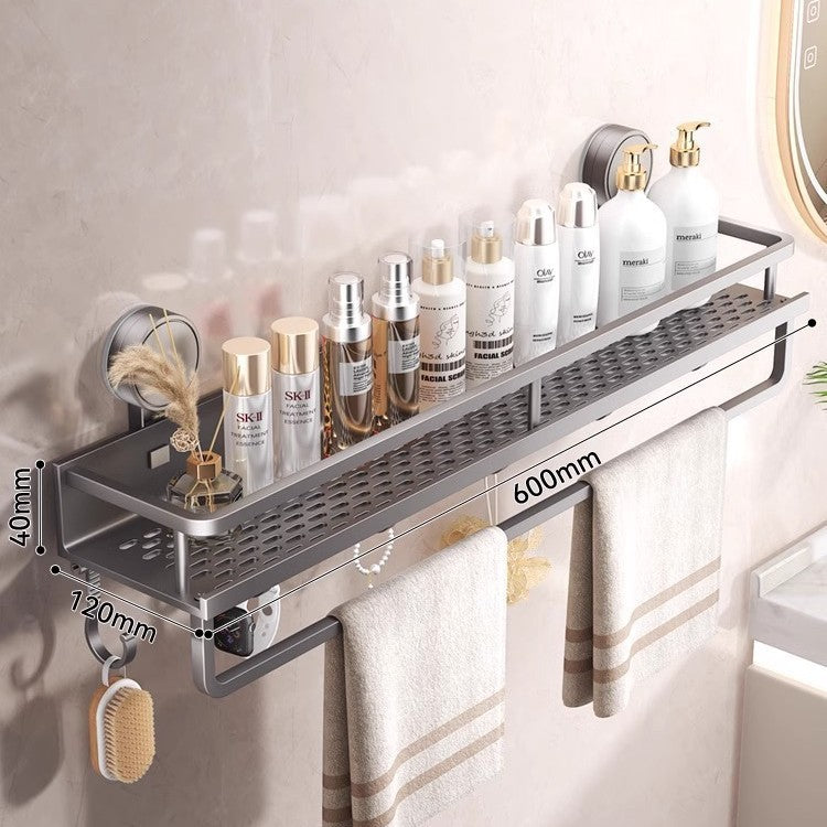 Suction cup shelf - wall mounted, no drilling required - bathroom & toilet organizer for vanity, washroom, and restroom