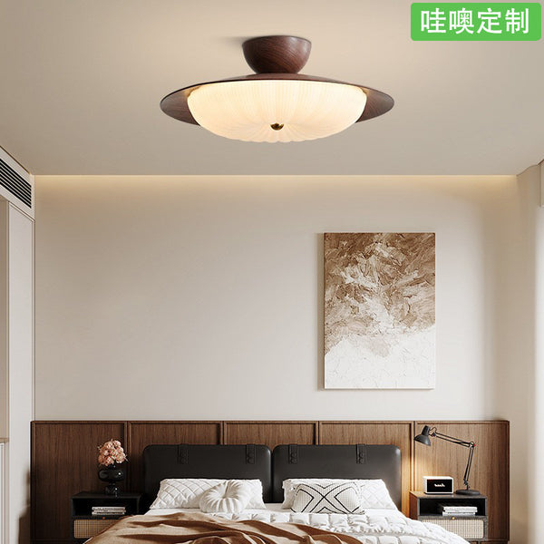 [Wow] Ceiling light new medieval walnut pattern warm atmosphere room light round led eye protection light