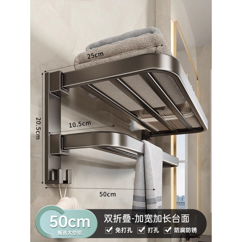 No punching gun gray towel storage rack bathroom space aluminum bath towel rack bathroom bathroom hardware pendant suit