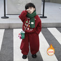 Boys'  hoodie set - autumn/winter outfit for older kids, two-piece set, children's winter fleece-lined korean style premium look