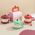 Piggy apple mug ceramic cup underglaze ribbon lid home design cup office coffee cup wholesale