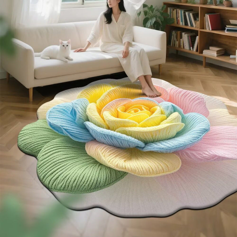 3d floral crystal velvet rug - absorbent mat for living room, bedroom, bedside, sofa, and coffee table