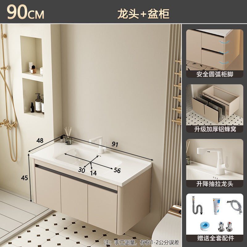 Bathroom cabinet ceramic all-in-one basin bathroom bathroom bathroom cabinet wash basin wash basin wash basin combination honeycomb aluminum
