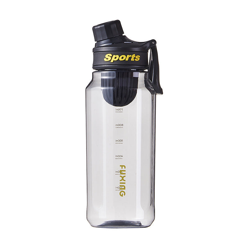 minimalist sports water bottle - portable outdoor water bottle for men and women, high-value fitness tumbler with tea infuser, plastic cup