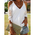 summer new european and american style lace off-the-shoulder v-neck camisole loose casual top women's clothing