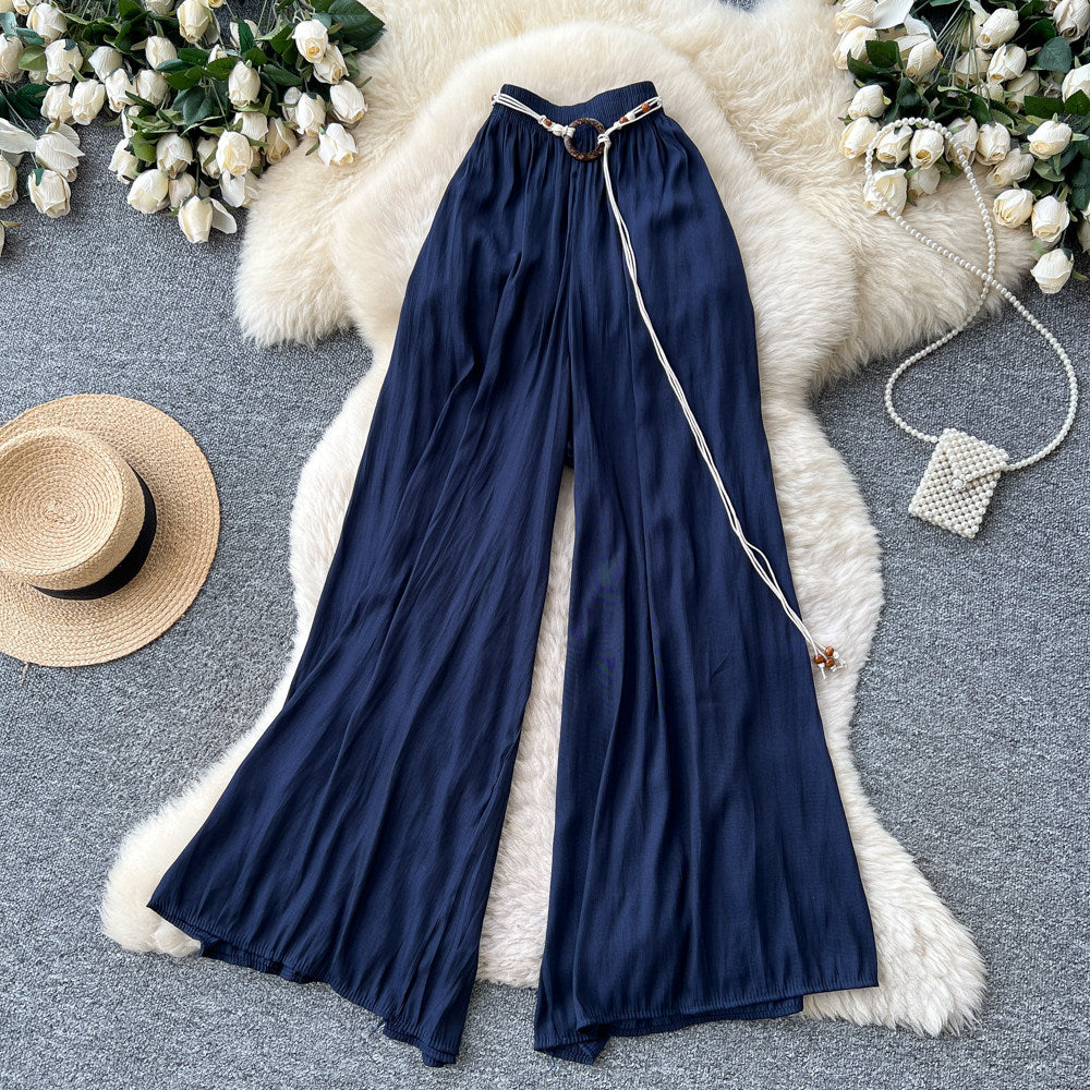 K-stylecasualhigh waistelegantloose pants women's work clothing lazy style drapedloose flesh-covering elastic waistcasualpants