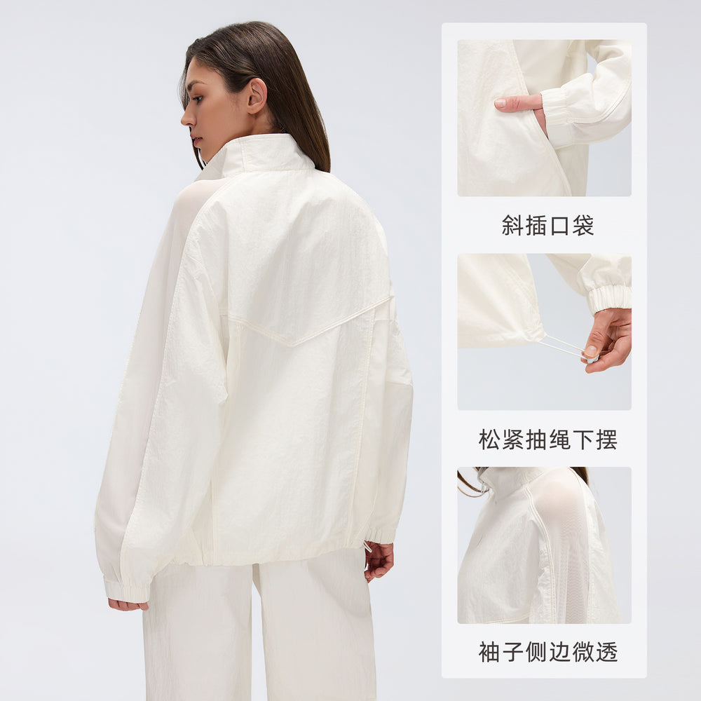 Summer lightweight outdoor sun protection jacket for women - mesh panel, quick-dry, loose fit, uv protection sports outerwear d26031