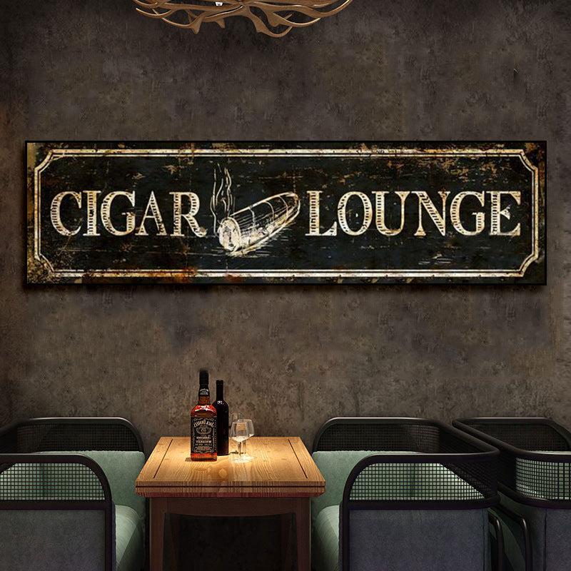 Cigar plaque decorative painting industrial style bar club hanging painting retro American whiskey Cuban eggplant sign mural