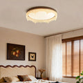 New chinoiserie walnut frame crystal water drop round led ceiling light accessible luxury bedroom master bedroom living room study