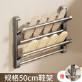 No-drill slipper rack, wall-mounted over-the-door multifunctional bathroom foldable shoe organizer for toilet and washroom shoe storage