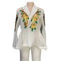 supply mesh long-sleeved suit outwearmatching short suspender flared pants suitsequin large flower beading clear