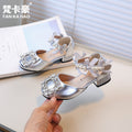 Vancahao girls' high-heeled princess sandals,  summer new collection, rhinestone embellished leather shoes for kids, student dance shoes