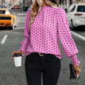 European and american cross-border women's apparel:  spring/autumn new collection - printed pullover cropped top with polka dot long sleeves