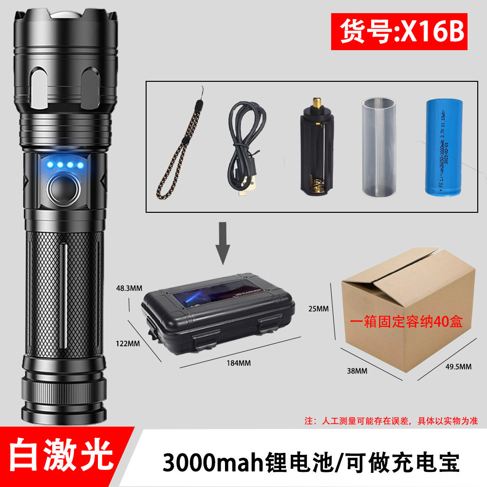 Cross-border aluminum alloy P70 telescopic strong light flashlight power display rechargeable P50 outdoor small portable flashlight