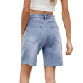 Fashion cross-border foreign trade summer new  independent station washed straight-leg casual hemmed denim shorts women's fashion