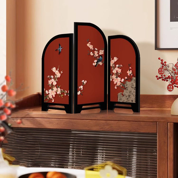 Happy eyebrow small screen red desktop ornaments new chinoiserie living room entrance high-end niche home decorations