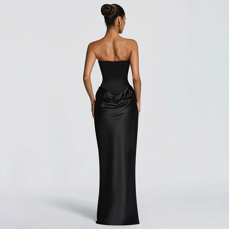 Aliexpress women's clothing  spring/summer new arrival: elegant sleeveless bandeau bodycon patchwork mini dress with open back
