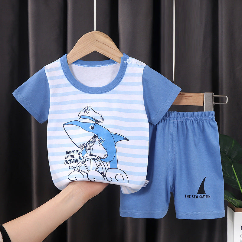 summer new arrival: 100% cotton kids' short-sleeve t-shirt and shorts set - korean style infant and toddler two-piece outfit