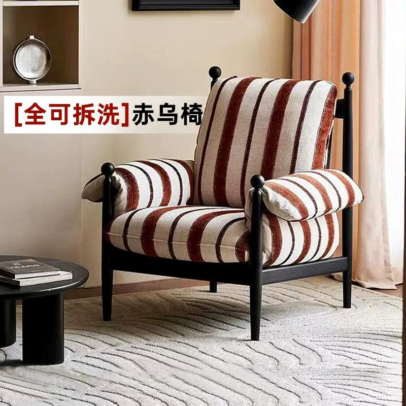 French red black chair casual sofa chair solid wood backrest for home designer medieval styleaccessible luxury lazy casual chair