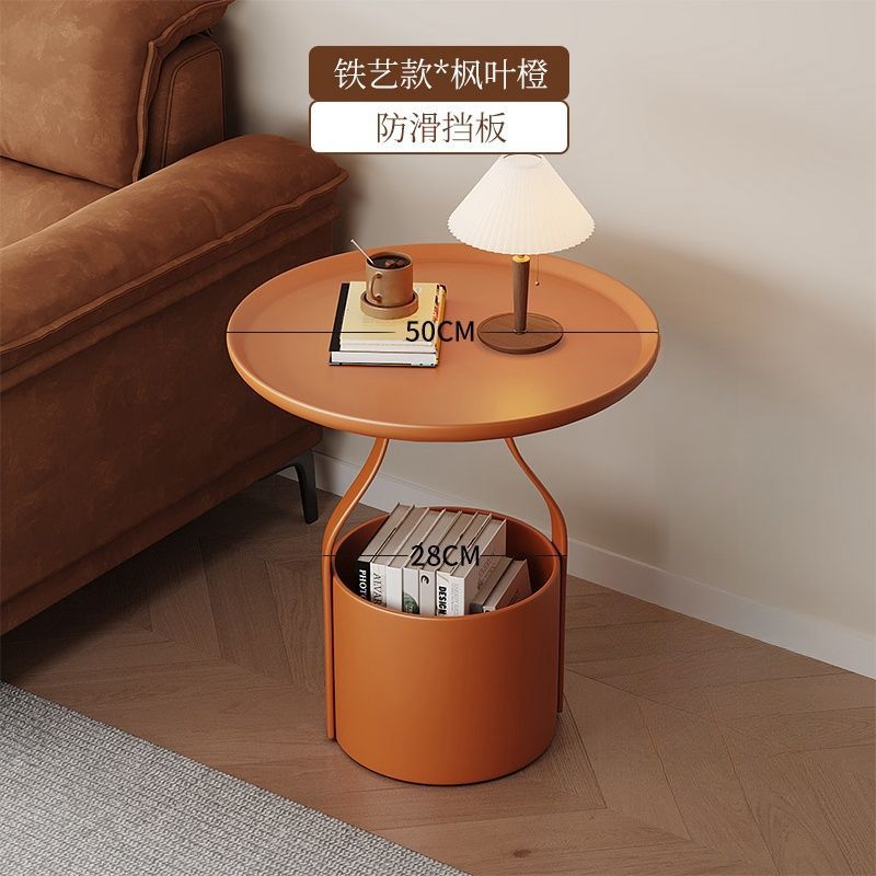 Accessible luxury sofa coffee table movable coffee table small apartment casual bedroom bedside study storage rack balcony round table