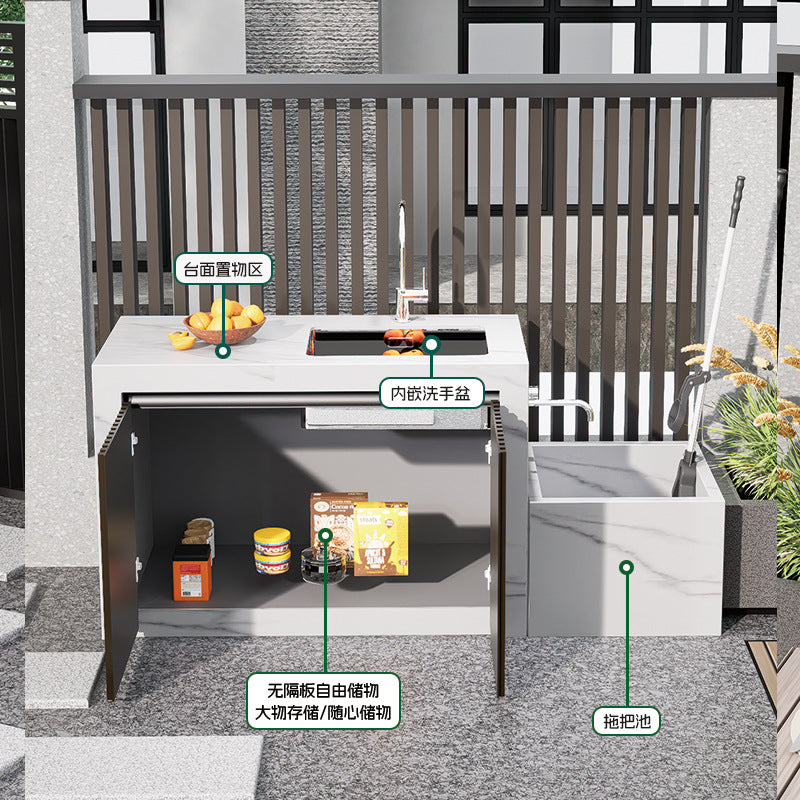 Outdoor courtyard console, rock slab island, integrated basin, advanced locker, garden aluminum alloy washstand, custom cabinet