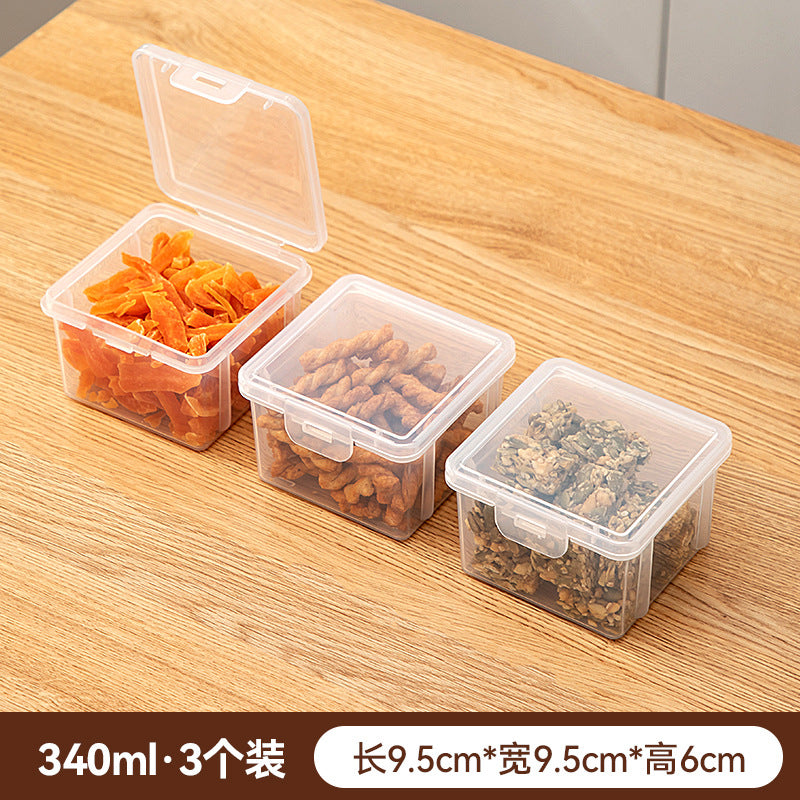 Desktop square clamshell storage box Plastic crisper Food grade nut snack storage box Sealed storage box