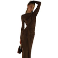 Women's fashion french style slim-fit shirred asymmetrical long sleeve dress - autumn  new arrivals for export