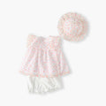 Ready-to-ship  summer new arrivals: japanese-style cartoon cute girls' polka dot three-piece outfit - little girl's clothing