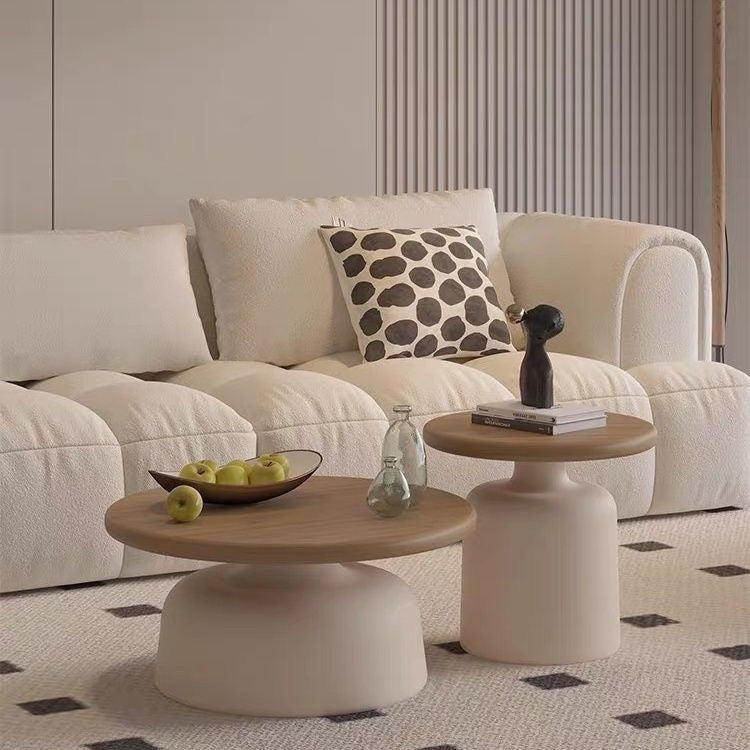 Cream style solid wood coffee table living room for home small apartment casual modern popular side table new arrival round japanese tea table