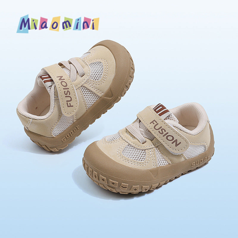 Baby toddler shoes spring/summer new anti-slip boys' single mesh shoes trendy color block girls' sandals 1-3 years casual shoes
