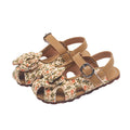 Girls' mori-style sweet floral hollow-out closed-toe sandals,  summer new soft sole princess shoes, non-slip beach sandals