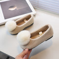 Vancahao girlfall and winterfleece-lined lambswool outwear cotton shoes new arrival fur ball slip-on cute fur shoes